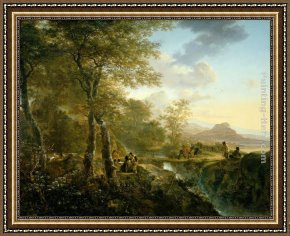 Jan Miense Molenaer Framed Paintings - Italian Landscape with Artist by Jan Both