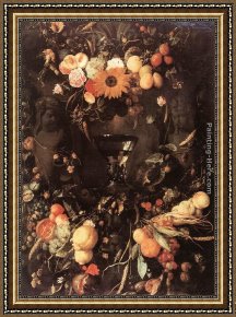 Flower of Life Framed Paintings - Fruit and Flower Still-life by Jan Davidsz de Heem