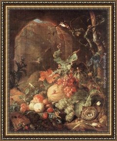 Still Life with a Birds Nest And Fruit Framed Paintings - Still-life with Bird-nest by Jan Davidsz de Heem