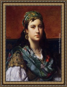 Beauty Framed Paintings - An Oriental Beauty by Jan Frederik Pieter Portielje