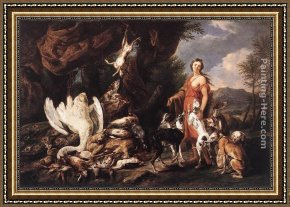 A Hunting Morn Framed Paintings - Diana with Her Hunting Dogs beside Kill by Jan Fyt