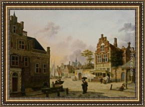 A Milkmaid with Her Cows on a Summer Day Framed Paintings - A Summer Day in Haarlem by Jan Hendrik Verheijen