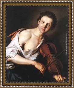 The Violin Framed Paintings - Young Man with a Violin by Jan Kupecky