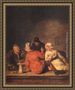 Miense Framed Paintings - Peasants in the Tavern by Jan Miense Molenaer