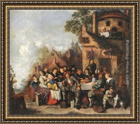 Miense Framed Paintings - Tavern of the Crescent Moon by Jan Miense Molenaer
