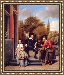 The Daughters of Judah in Babylon Framed Paintings - A Burgher of Delft and His Daughter by Jan Steen