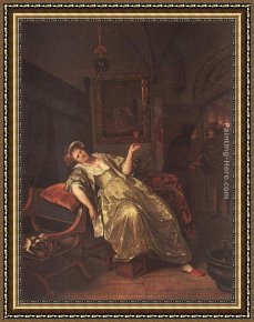 Arrival Framed Paintings - Arrival of a Visitor by Jan Steen