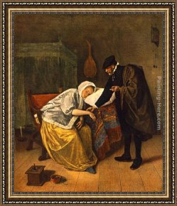 Jan Miense Molenaer Framed Paintings - The Doctor and His Patient by Jan Steen