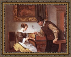 Lessons Learned by Eyears Framed Paintings - The Harpsichord Lesson by Jan Steen