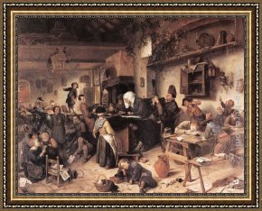 Jan Miense Molenaer Framed Paintings - The Village School by Jan Steen