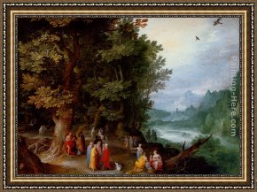 Christ of Saint John of The Cross Framed Paintings - Saint John Preaching In The Wilderness by Jan the elder Brueghel