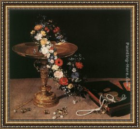 Flower of Life Framed Paintings - Still-Life with Garland of Flowers and Golden Tazza by Jan the elder Brueghel