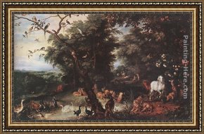 Elders Framed Paintings - The Original Sin by Jan the elder Brueghel