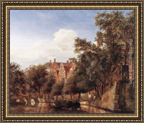 A View of Amsterdam Market Framed Paintings - View of the Herengracht, Amsterdam by Jan van der Heyden