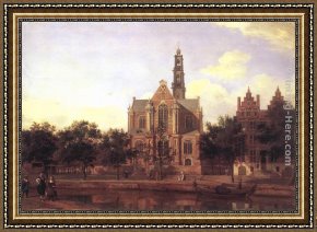 A View of Amsterdam Market Framed Paintings - View of the Westerkerk, Amsterdam by Jan van der Heyden