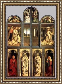 St Wolfgang Altarpiece Resurrection of Lazar Framed Paintings - The Ghent Altarpiece (wings closed) by Jan van Eyck