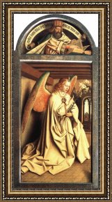 An Angel Awakens The Prophet Elijah Framed Paintings - The Ghent Altarpiece Prophet Zacharias; Angel of the Annunciation by Jan van Eyck