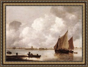 Totes Meer Mit Moabitergebirge, Abendstimmung Framed Paintings - Haarlemer Meer by Jan van Goyen