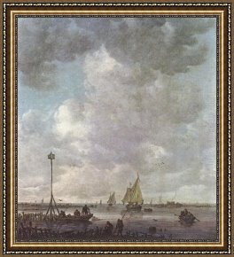 Jan Van Goyen Framed Paintings - Marine Landscape with Fishermen by Jan van Goyen