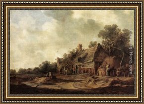 Jan Van Goyen Framed Paintings - Peasant Huts with a Sweep Well by Jan van Goyen