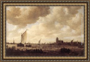 Jan Van Goyen Framed Paintings - View of Dordrecht by Jan van Goyen