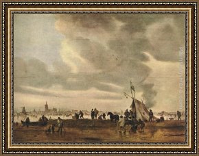 Jan Van Goyen Framed Paintings - View of The Hague in Winter by Jan van Goyen