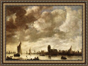 Jan Van Goyen Framed Paintings - View of the Merwede before Dordrecht by Jan van Goyen