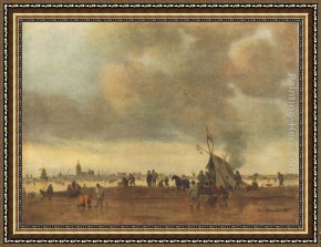 Jan Van Goyen Framed Paintings - Winter by Jan van Goyen
