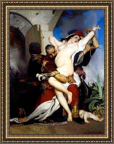 Jaroslav Framed Paintings - The Abduction of a Herzegovenian Woman by Jaroslav Cermak