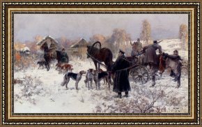 A Hunting Morn Framed Paintings - The Hunting Party by Jaroslav Fr. Julius Vesin