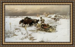 Julius Leblanc Stewart Framed Paintings - The Sledge Ride by Jaroslav Fr. Julius Vesin