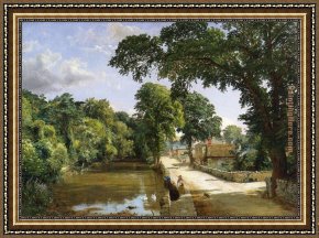 Wight Framed Paintings - Bonchurch, Isle of Wight by Jasper Francis Cropsey