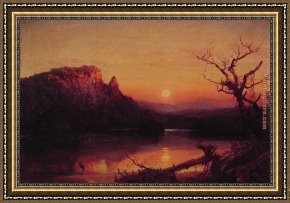 Saint Francis of Assisi Framed Paintings - Sunset,Eagle Cliff,New Hampshire by Jasper Francis Cropsey