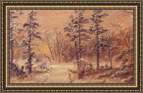 Saint Francis of Assisi Framed Paintings - Winter Woodland by Jasper Francis Cropsey