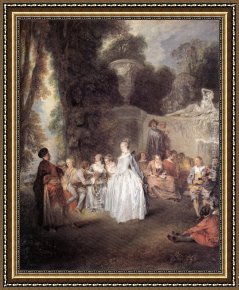 Jean-antoine Watteau Framed Paintings - F&ecirc;tes V&eacute;nitiennes by Jean-Antoine Watteau