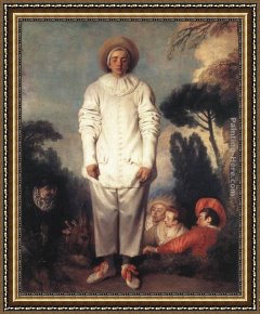 Jean-jules-antoine Lecomte Du Nouy Framed Paintings - Gilles by Jean-Antoine Watteau