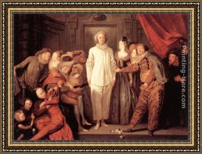 Jean-jules-antoine Lecomte Du Nouy Framed Paintings - Italian Comedians by Jean-Antoine Watteau