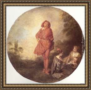 Jean-antoine Watteau Framed Paintings - L'Orgueilleux by Jean-Antoine Watteau