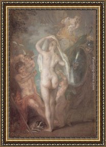 Jean-antoine Watteau Framed Paintings - Le Jugement de Paris by Jean-Antoine Watteau