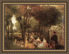 Jean-antoine Watteau Framed Paintings - Les Champs Elys&eacute;es by Jean-Antoine Watteau