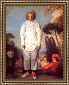 Jean-jules-antoine Lecomte Du Nouy Framed Paintings - Pierrot by Jean-Antoine Watteau
