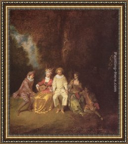 Jean-jules-antoine Lecomte Du Nouy Framed Paintings - Pierrot content by Jean-Antoine Watteau