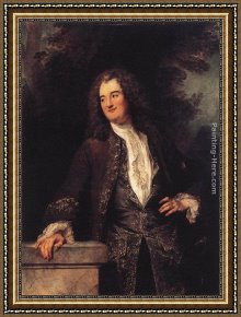 Jean-antoine Watteau Framed Paintings - Portrait of a Gentleman by Jean-Antoine Watteau