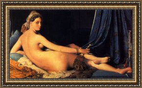 Design for The Grande Galerie in The Louvre Framed Paintings - The Grande Odalisque by Jean Auguste Dominique Ingres