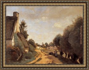 Jean-baptiste Oudry Framed Paintings - A Road near Arras by Jean-Baptiste-Camille Corot