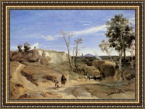 Jean-baptiste Oudry Framed Paintings - La Cervara, the Roman Countryside by Jean-Baptiste-Camille Corot