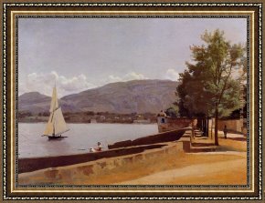 El Vendador De Alcatraces (the Vendor of Alcatraces) Framed Paintings - The Quai des Paquis in Geneva by Jean-Baptiste-Camille Corot