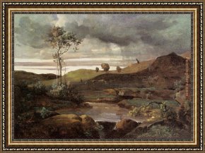 Jean-baptiste Oudry Framed Paintings - The Roman Campagna in Winter by Jean-Baptiste-Camille Corot