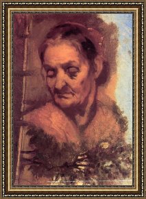 Portrait of a Woman Framed Paintings - Portrait of an Old Woman by Jean-Baptiste Carpeaux