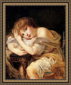 Young Girl Reading Framed Paintings - 'La Jeune Fille a la colombe' - A young girl holding a dove by Jean Baptiste Greuze